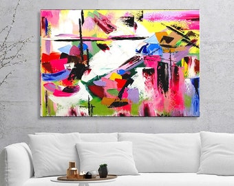 EXTRA LARGE IMPASTO  Wall Art -  Abstract Oil  Painting on Canvas Textured Modern Painting for Living Room