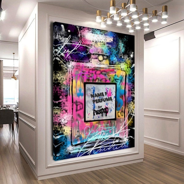 Vibrant Perfume Art Stretched Print on Canvas Abstract Painting Perfume Canvas Street Art Printing Modern Home Wall Decoration