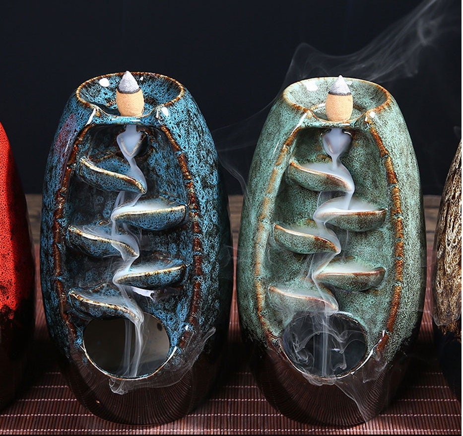 Cascade Smoke Incense Burner Mountain River , Artisanat + 50 Pcs Encens, Incence Brûleur Backflow Ho