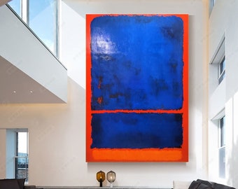 RARE et grande peinture à l'huile sur toile de Mark Rothko 40 * 60 pouces orange bleu rouge, peintures célèbres couleurs vives décoration murale abstraite moderne