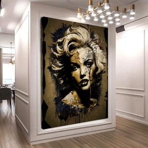 Vintage Portrait Marilyn Monroe, Printed Canvas Large Size Street Art, Modern Wall Art Prints Stretched/Rolled