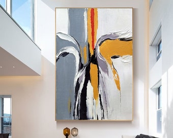 GRAY WHITE CONTEMPORARY Art, Textured Abstract Wall Art, Original Oil Painting on Canvas, Impasto Painting for Living Room