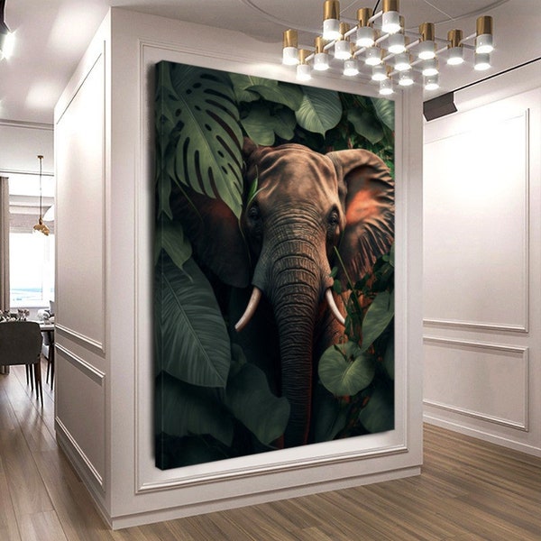 Impression étirée / roulée sur toile Éléphant et nature, images d'animaux Toile imprimée Jungle Wall Art Grands formats
