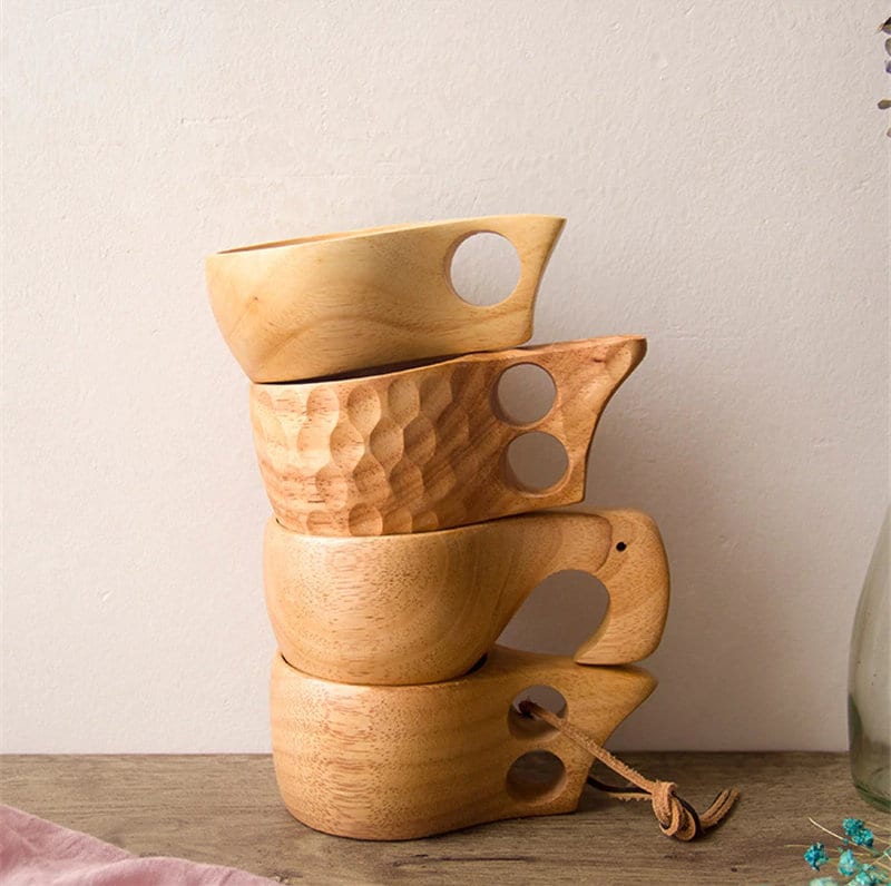 Tasse en Bois Scandinave Kuksa Kasa - Tasse de Jujube, Tasse d'eau Bouclée, Jus Lait, Thé Café à Boi