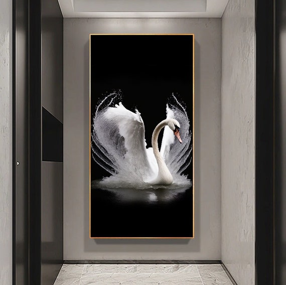 Lienzo 5 Piezas cartel de arte de pared de lona de cisne blanco