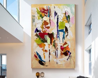 EXTRA LARGE MODERN Wall Art - Terra Colors Abstract Oil  Painting on Canvas Thick strokes Vivid  Modern Painting for Living Room