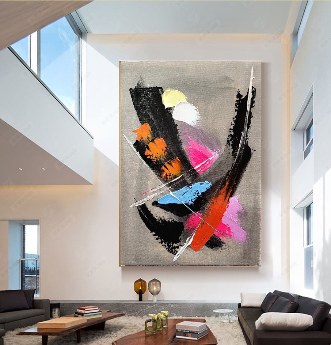 EXTRA LARGE MODERN Wall Art Colorful Abstract Oil Painting on Canvas