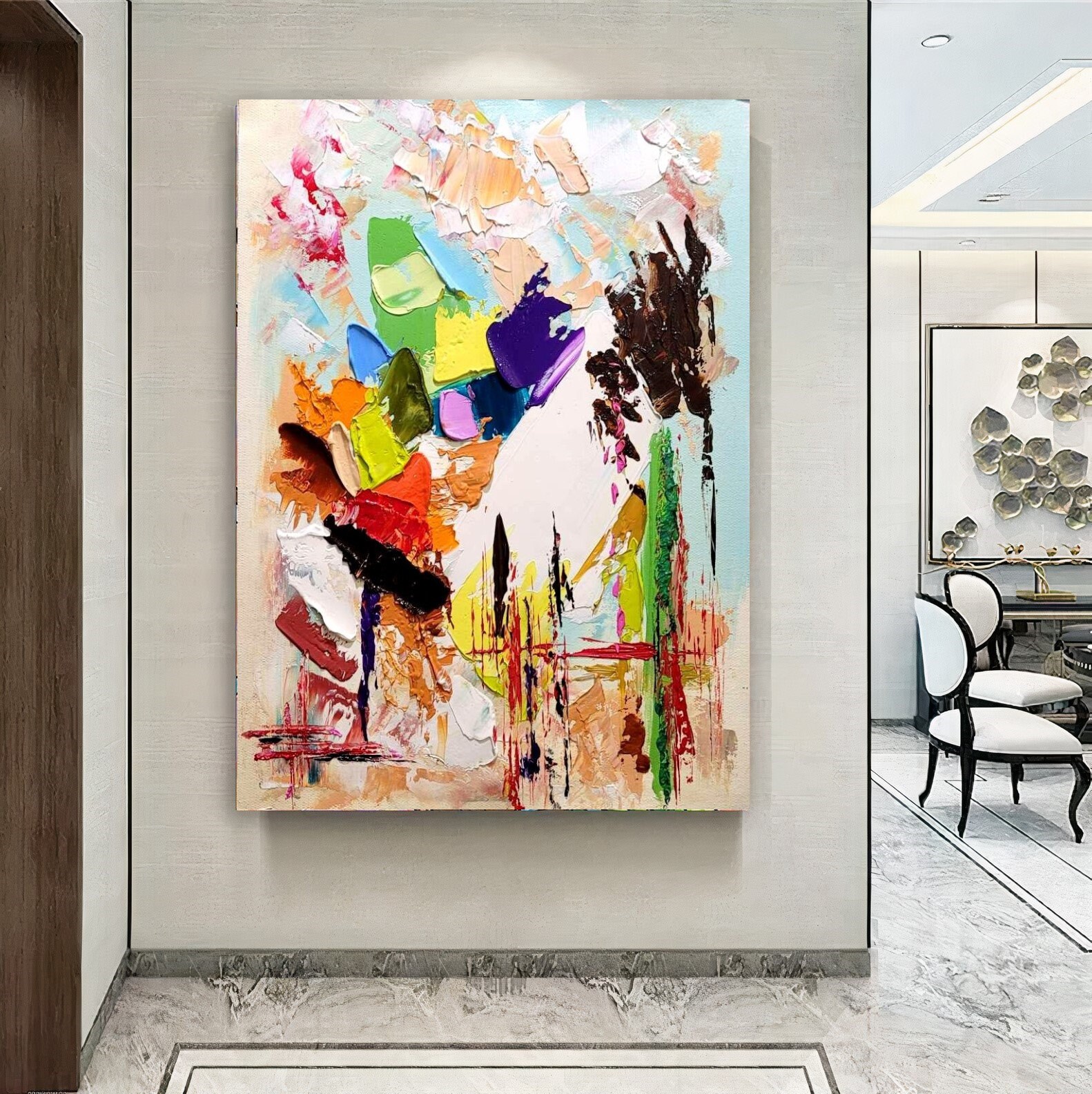 Heavy Texture Painting, Large Painting for Living Room, Palette Knife –  Paintingforhome