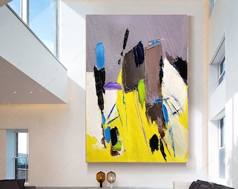 LARGE IMPASTO Wandkunst Ölgemälde Leinwand - Palette Messer Kunst strukturiertes abstraktes Gemälde - Moderne Wandkunst für Wohnzimmer
