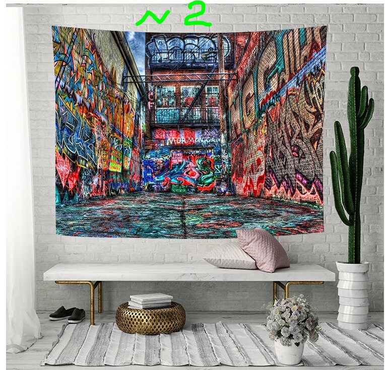 Tapisserie Graffiti 3D - Street Art Tapestry Graffiti Series- Wall Hanging Tapestries For Living Roo