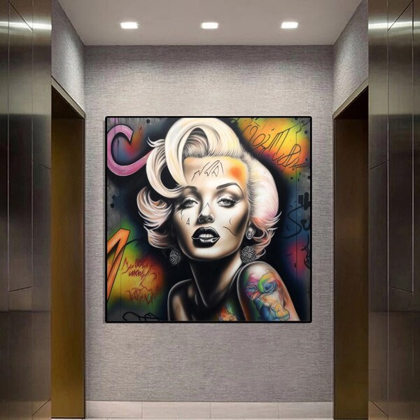 Tableau Canvas Imprimé Marilyn Monroe Style Tatouage, Plusieurs Tailles - Œuvre D'art Mural