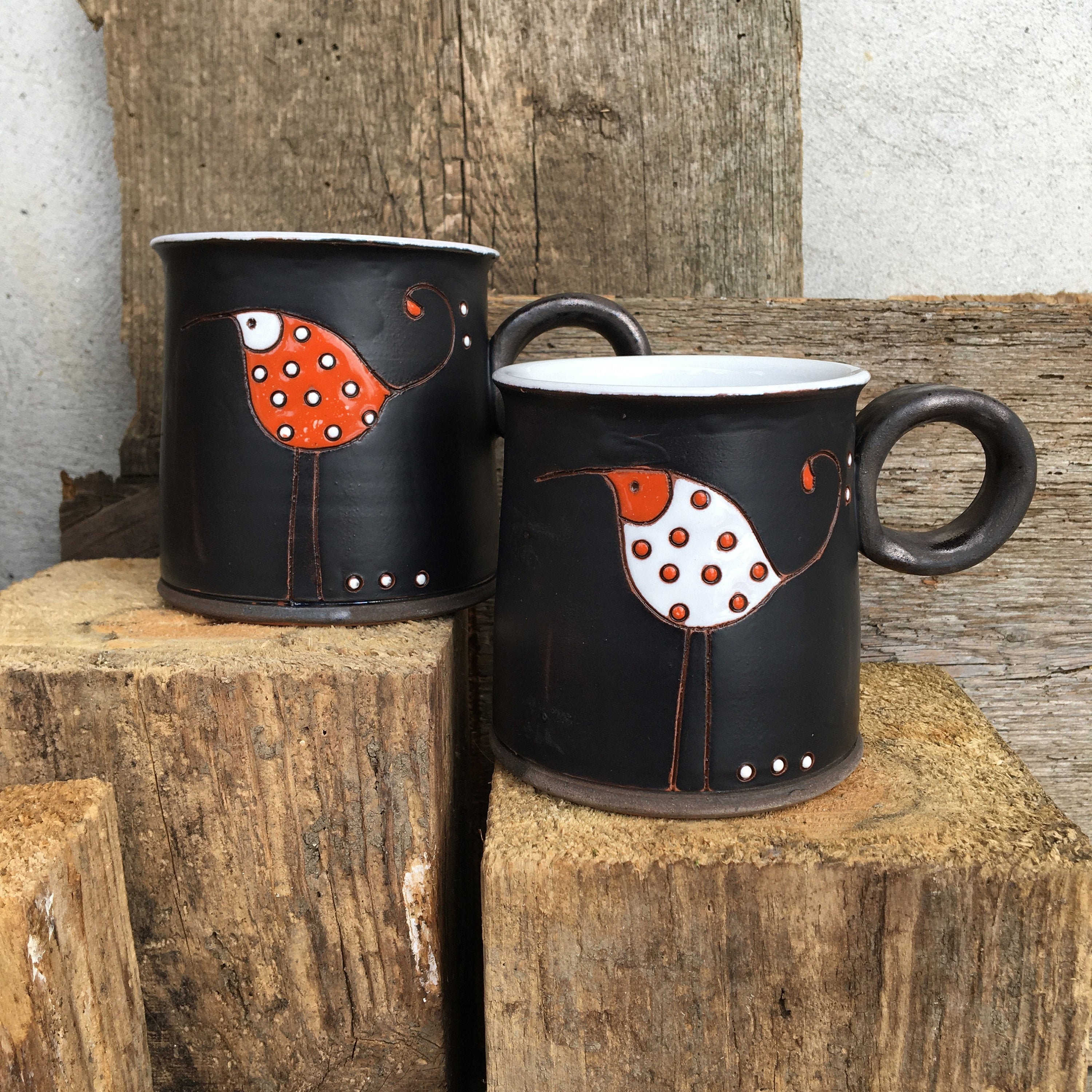 Handmade mug with birds Mug with birds Coffee mug Handmade Etsy