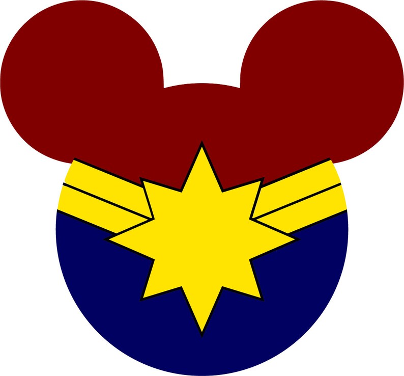 Captain Marvel Mickey Head SVG PNG JPG | Etsy
