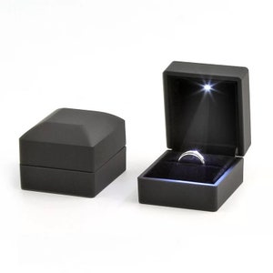 LED Ring Box, Black Matte Ring Box with Light, for Engagement, Wedding and Proposals