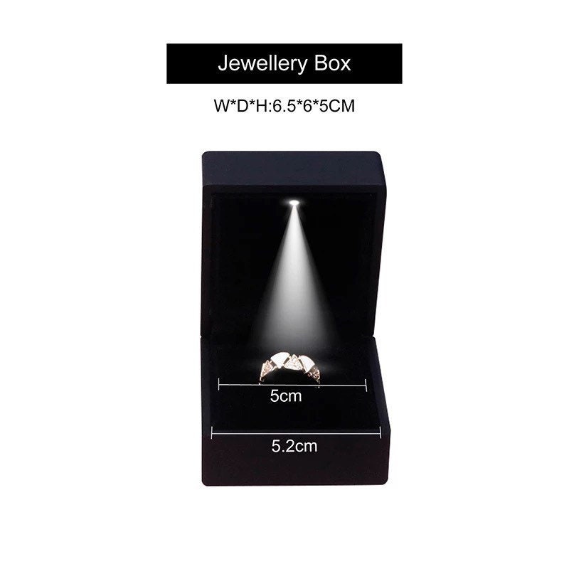 LED Ring Box Black Matte Ring Box With Light for Engagement Etsy