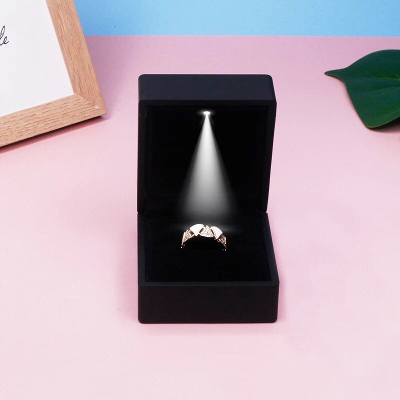 LED Ring Box Black Matte Ring Box With Light for Engagement Etsy