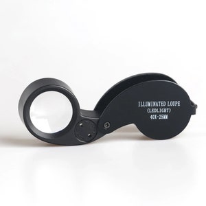 Lupa de aumento portátil personalizada de 40 aumentos para joyería, lupa de cristal con luz LED, tamaño de bolsillo para joyeros