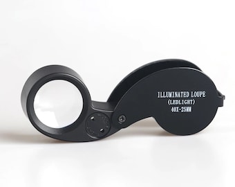 Personalisierte tragbare 40 X Vergrößerungslupe Schmuck Augenglas Lupe LED-Licht Juweliere Schleifen Taschengröße