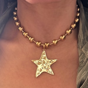 Star  necklace,  ball chain with star pendant