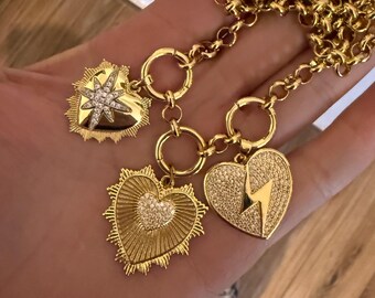 gold tone charm necklace