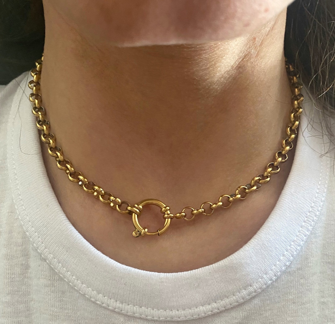 Spring Clasp Necklace, Round Closure Necklace, Lock Clasp Necklace ...