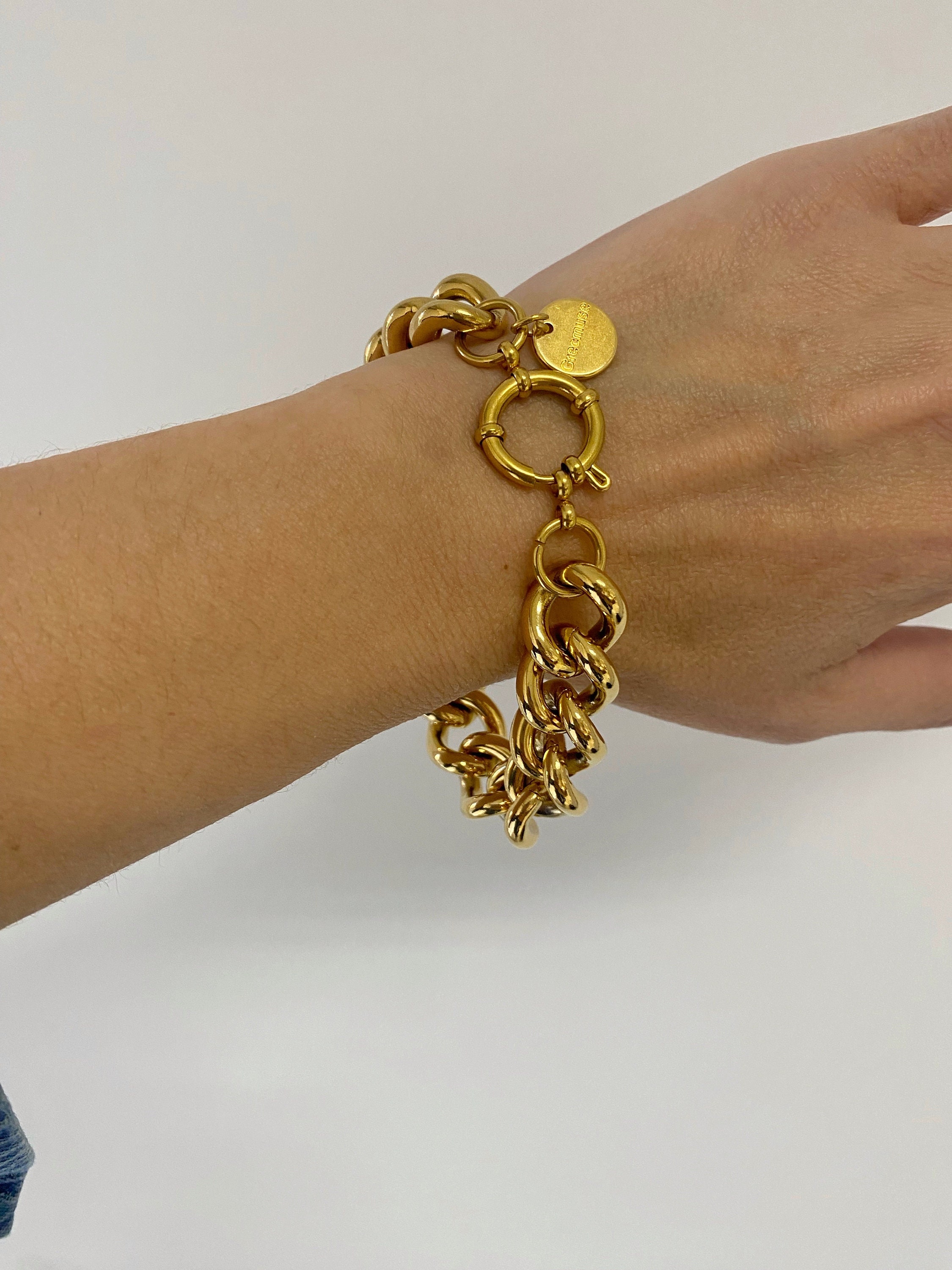 ★VINTAGE HOLLYWOOD★送料込み★Matte Classic Chain Bracelet Vintage SAC Sarah Coventry Gold Tone Multi Pearl Chain