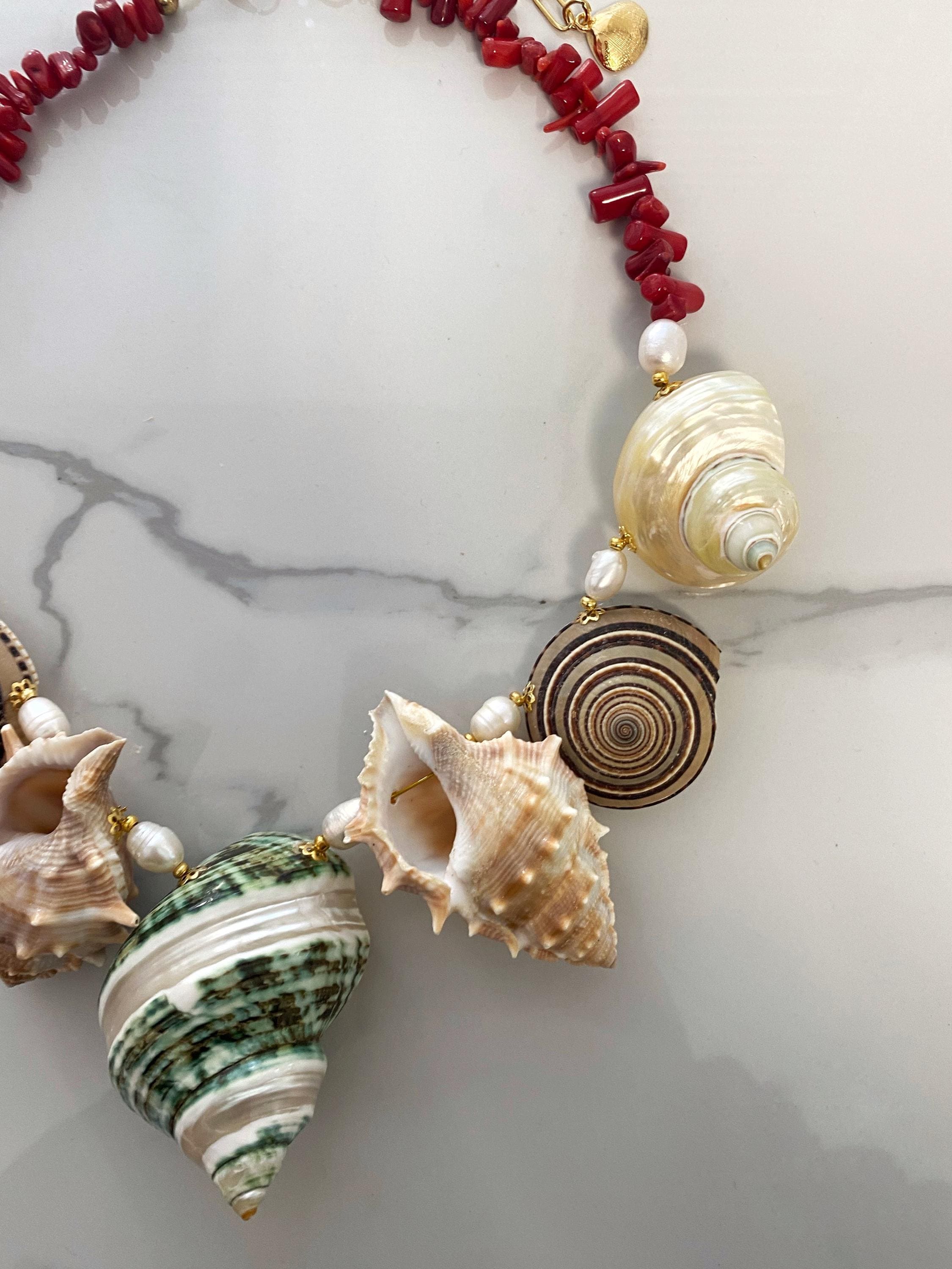 Shell Necklace, Multi Seashell Necklace, Large Natural Shell Necklace ...