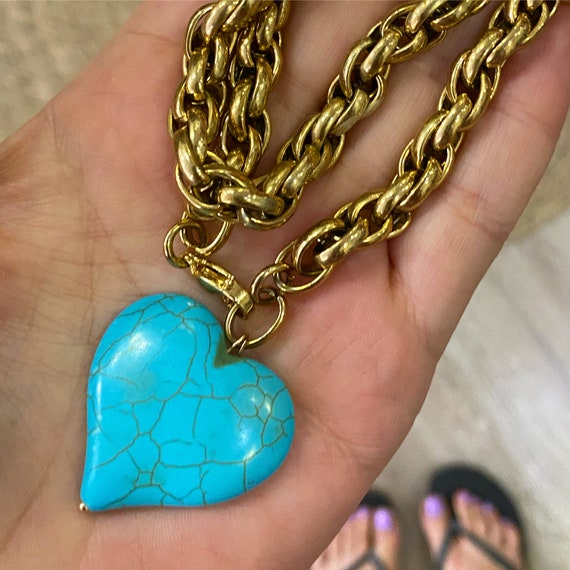 Heart shaped turquoise necklace deals