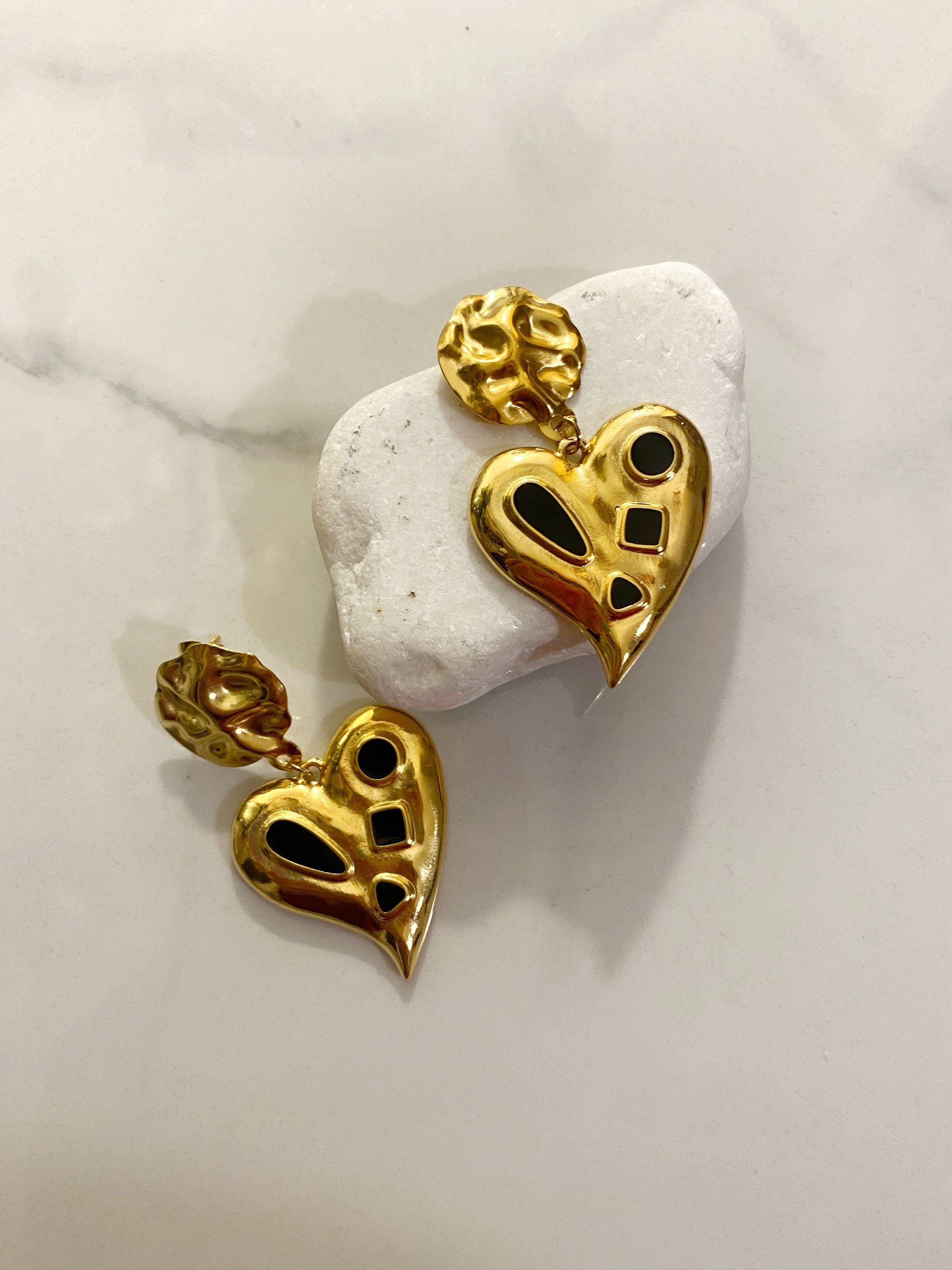 Gold Tone Heart Earrings, Large Heart Earrings, Y2k