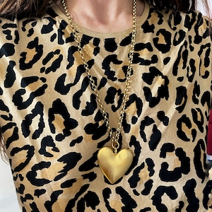 Lange Herz Halskette, goldene Herz Halskette, große Halskette mit Anhänger in Form eines Herzanhängers, 90er Jahre ästhetischer Schmuck, y2k trendy Schmuck