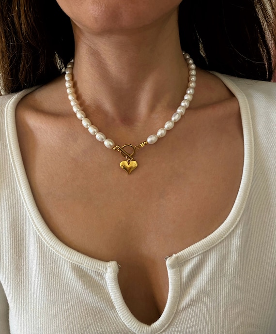 Pink Heart Pearl Necklace – saltycandy