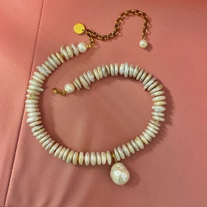 Baroque pearl necklace, large pearl pendant necklace, irregular shape pearl necklace, big freshpearl necklace