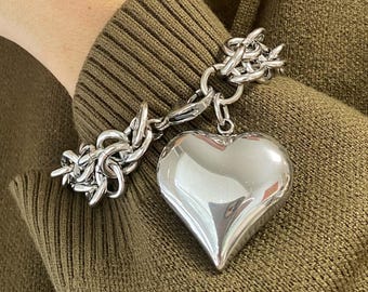 ヴィンテージ！Silver Puffy Chain Heart ブレスレット il_fullxfull.6312308087_ampp.jpg