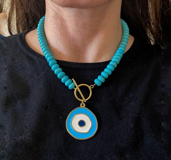 Turkey Evil Eye Pendants For Women Boho Beads Pearl Collier