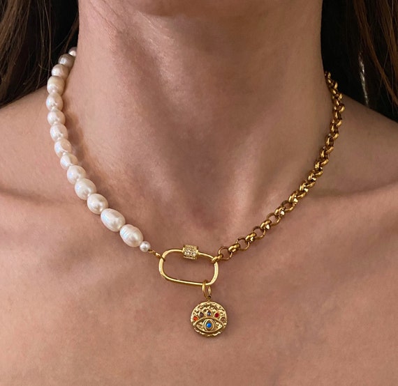 Gold Faux Pearl Chain Necklace | New Look