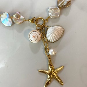 Oversized shells and clam necklace, boho bridal jewelry, summer beach wedding jewelry, shells necklace, natural clam charms necklace image 5