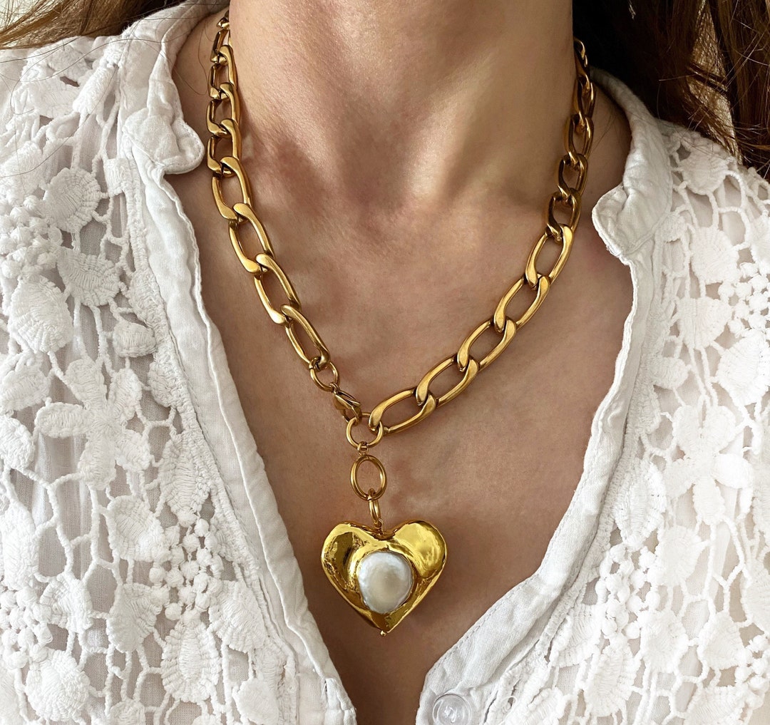 ★VINTAGE HOLLYWOOD★ Heart Long Chain Necklace C-N-230920-1-01.jpg?v=1696883185