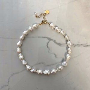 baroque pearl necklace, wedding jewelry, irregular  fresh  pearls necklace, large flameball pearl necklace for woman, bridal  jewelry