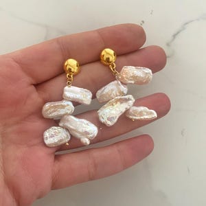 Keshi Pearl earrings, Irregular pearl earrings, bridal jewelry, chunky freshpearl earrings,  large pearl earrings, earrings for woman