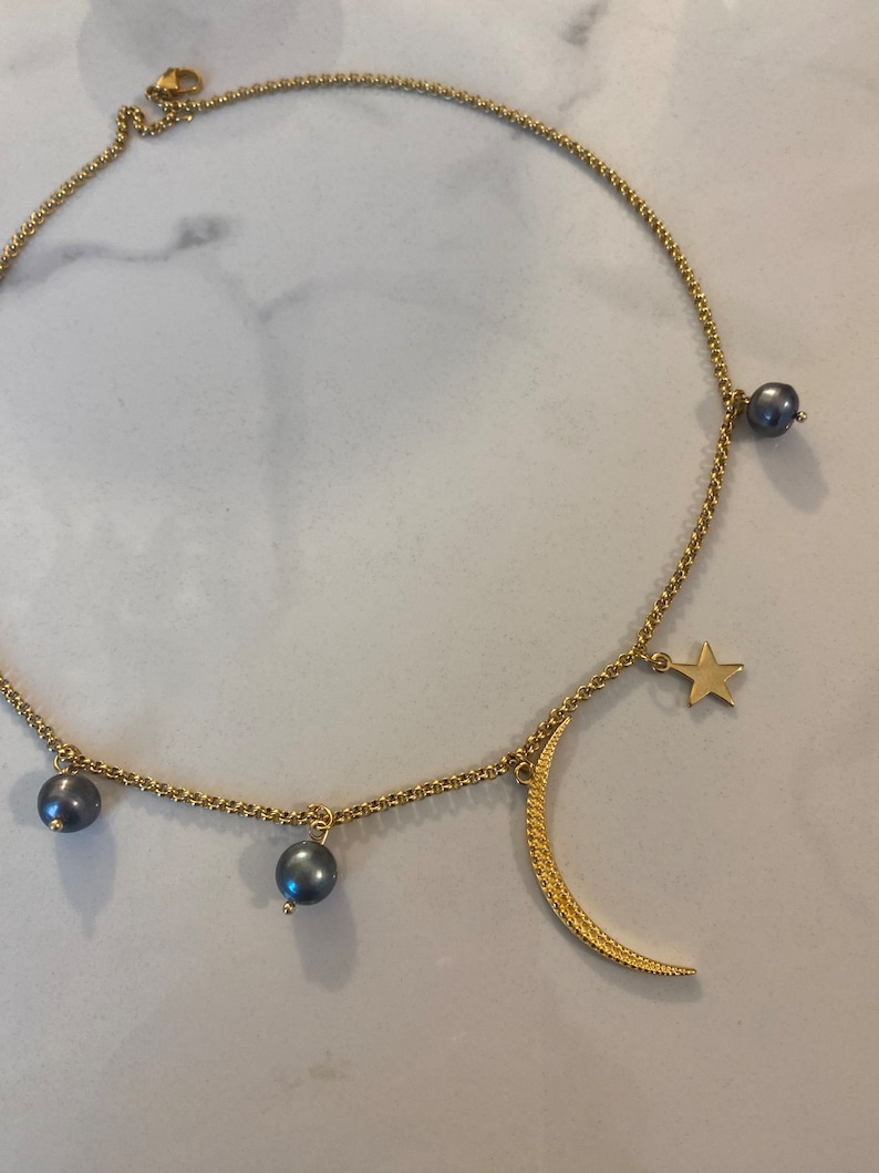 Pendentif perle baroque noire, collier pendentif perle baroque, collier perles véritables, gros collier perles irrégulières, collier breloque perle image 6