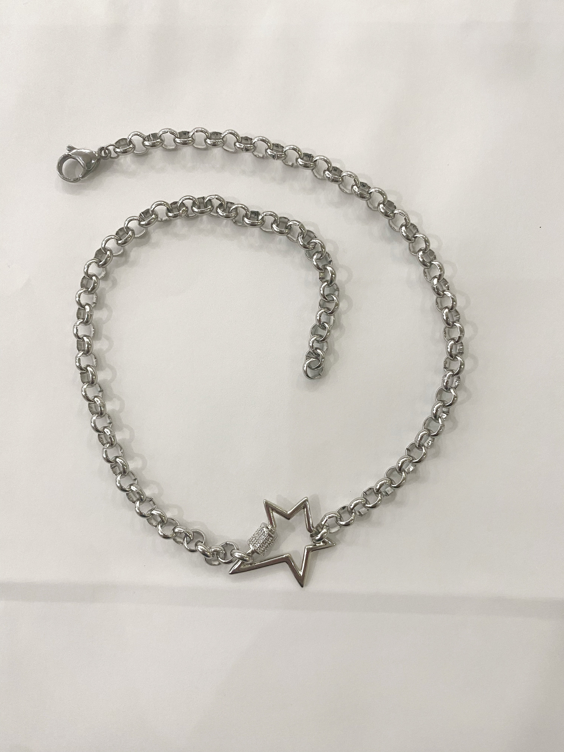 Lightning Necklace, Thunder Screw Carabiner Necklace, Silver