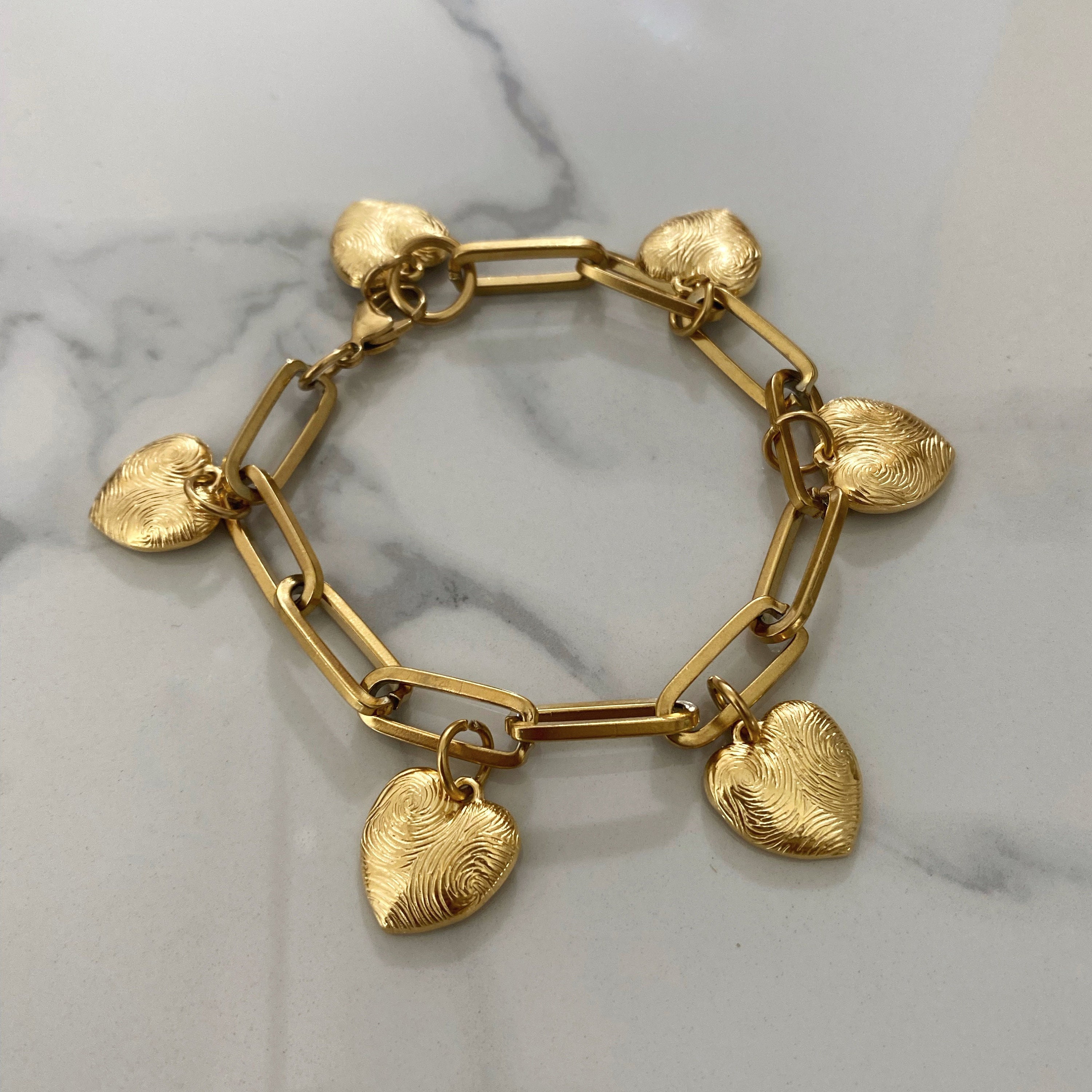 14K Yellow Gold Heart Lock Charm Link Bracelet (7.50 inches) - Walmart.com