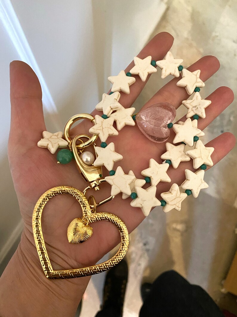 Large heart necklace, y2k necklace with stars, chunky statement necklace, giant huge heart necklace, aesthetic 90s inspired jewelry image 3