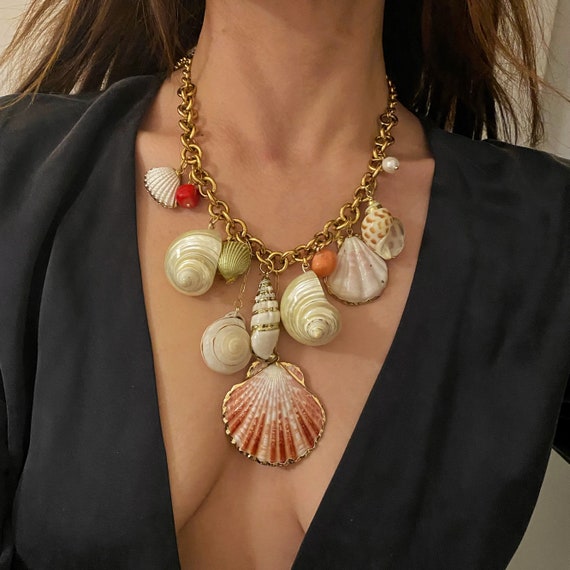 Long seashell necklace clearance