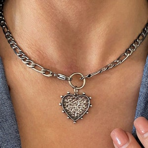 Silver Heart Necklace, Heart Pendant Necklace, Heart Charm