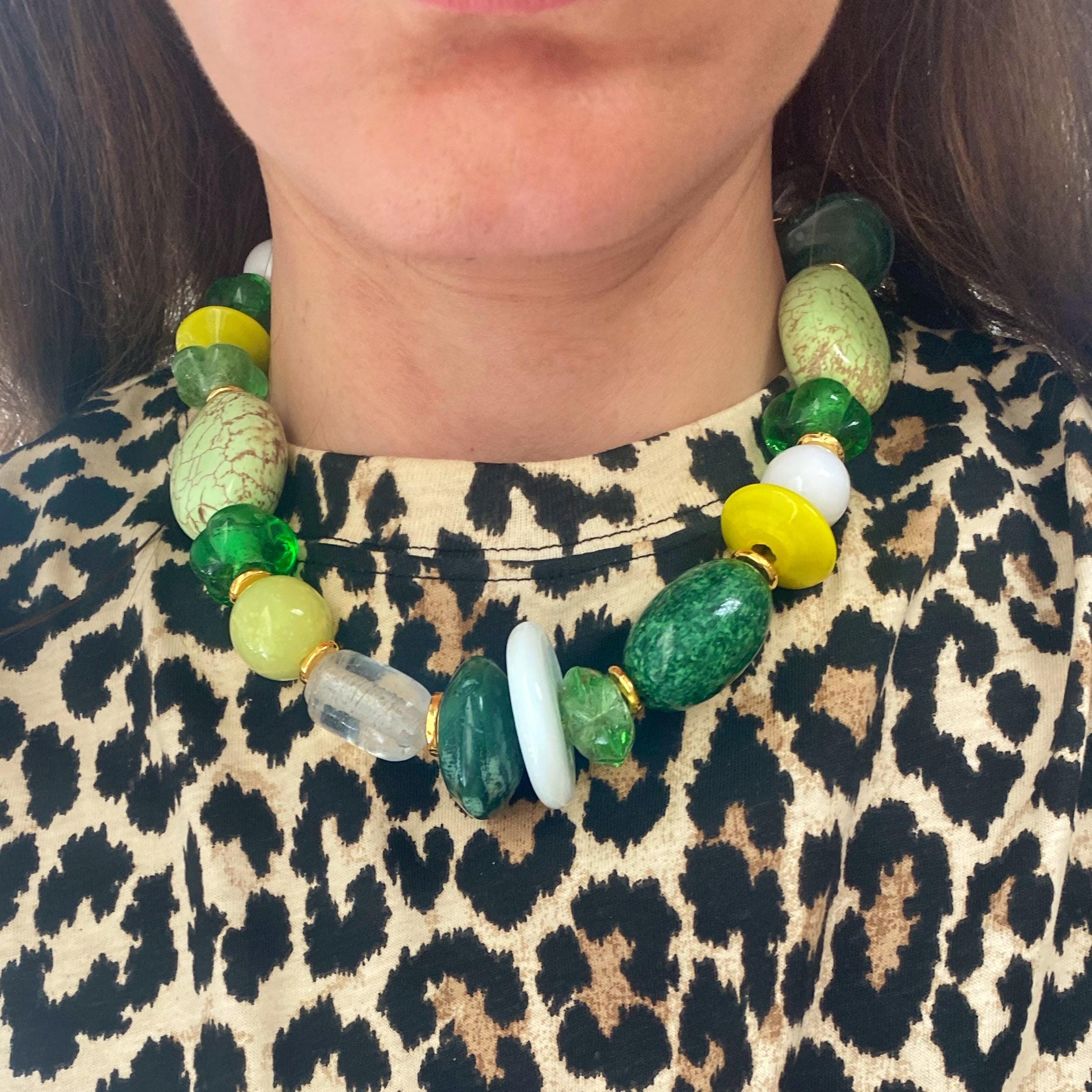 ✨NEW Green Beaded statement Necklace Iris Large Resin Bead Necklace Green – INK+ALLOY LLC main image 4