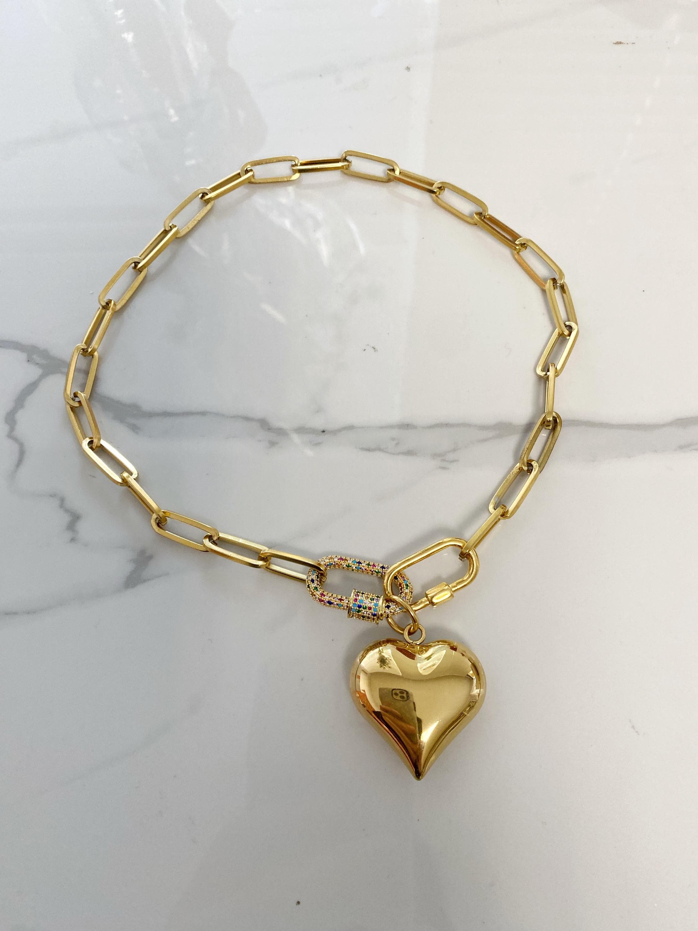 Carabiner Puffy Heart Charm Necklace – Mill Rock East