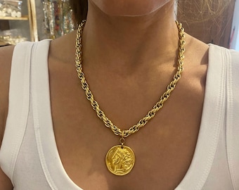 Collier Vintage En Métal - Pièce Ancienne Originale Française - Occasion Avec Traces D'Usure