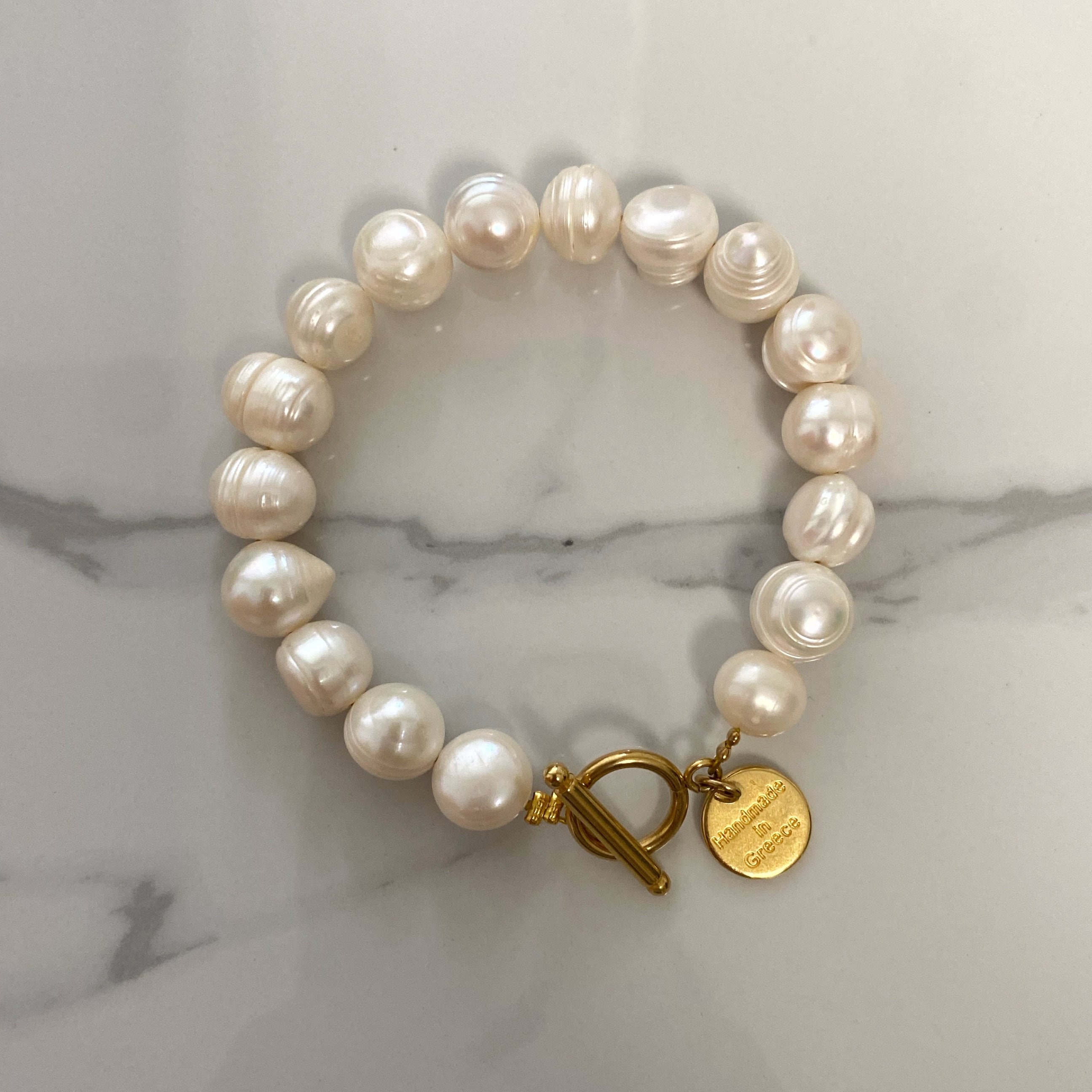 Large Pearl Bracelet, Big Fresh Pearl Bracelet for Woman