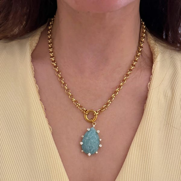 Amazonite teardrop pendant necklace